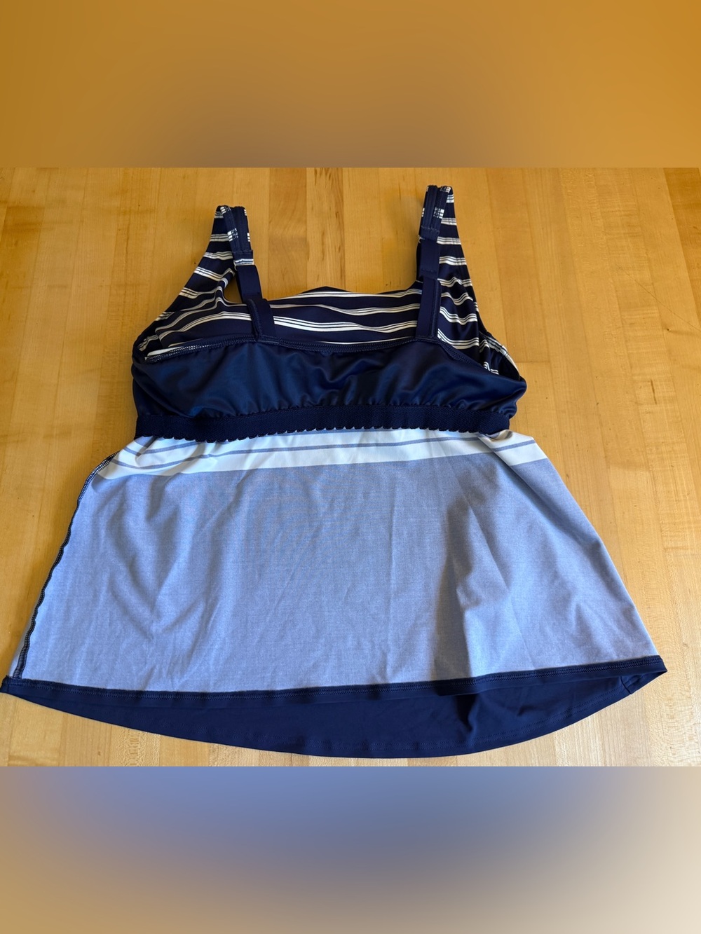 Lands End Chlorine Resistant Square Neck Underwire Tankini Swim Top Navy 18W - Picture 10 of 11